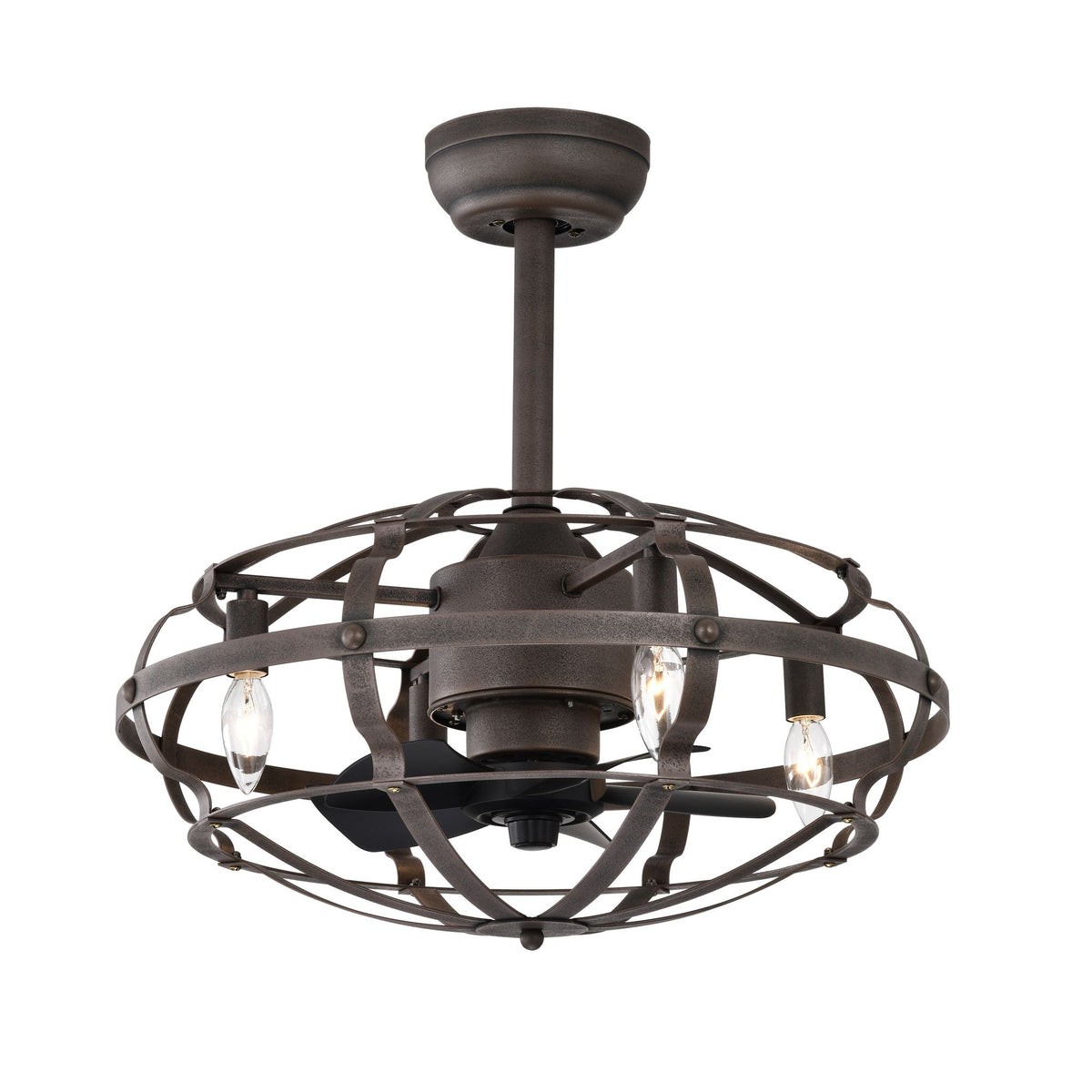 Modern Enclosed Ceiling Fan with Remote and Light