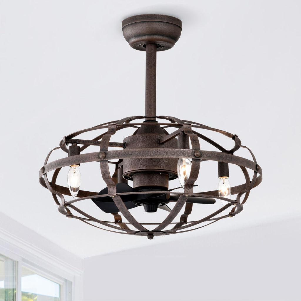 Modern Enclosed Ceiling Fan with Remote and Light