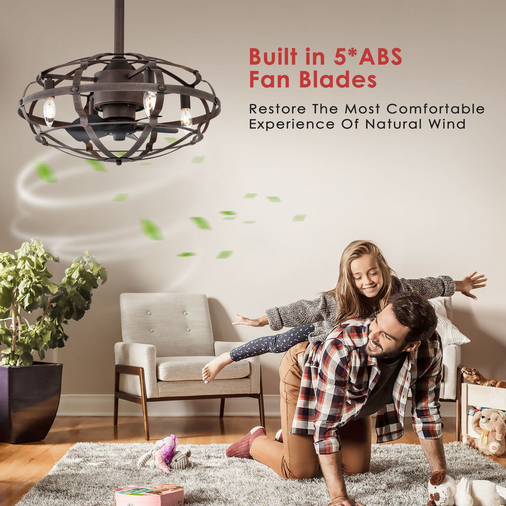 Modern Enclosed Ceiling Fan with Remote and Light