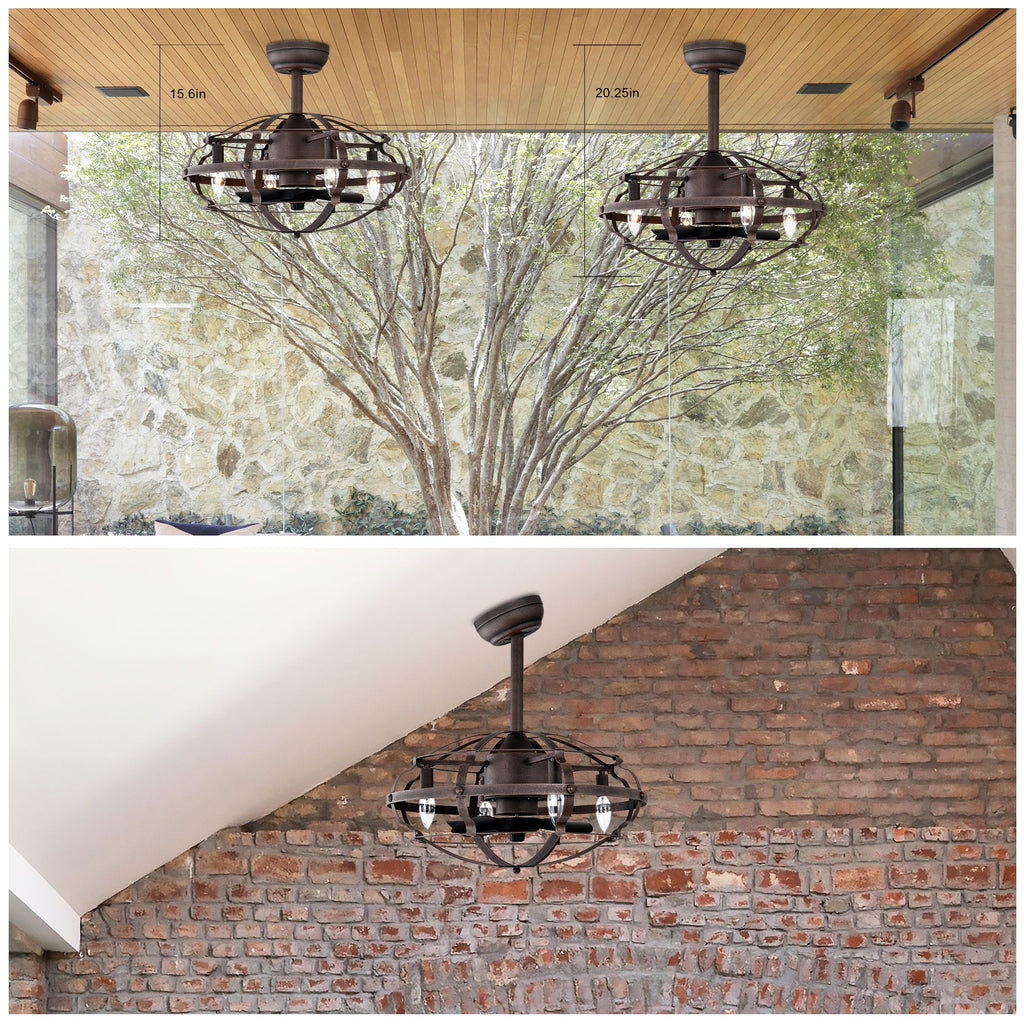 Modern Enclosed Ceiling Fan with Remote and Light