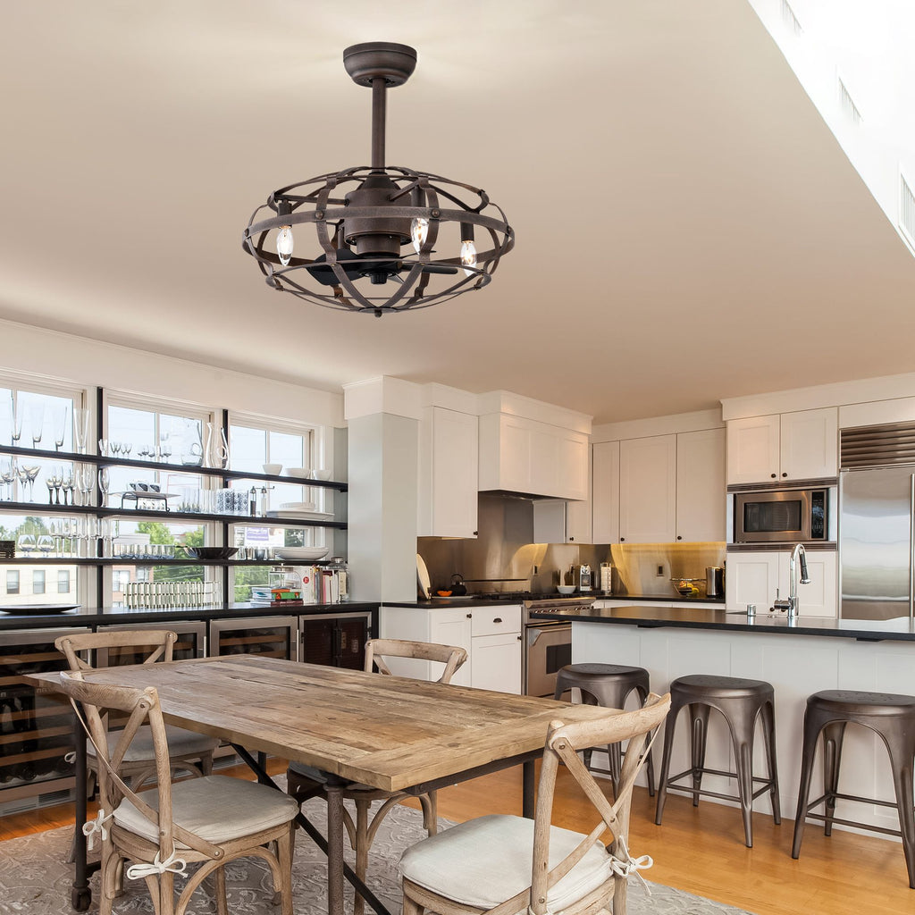 Modern Enclosed Ceiling Fan with Remote and Light