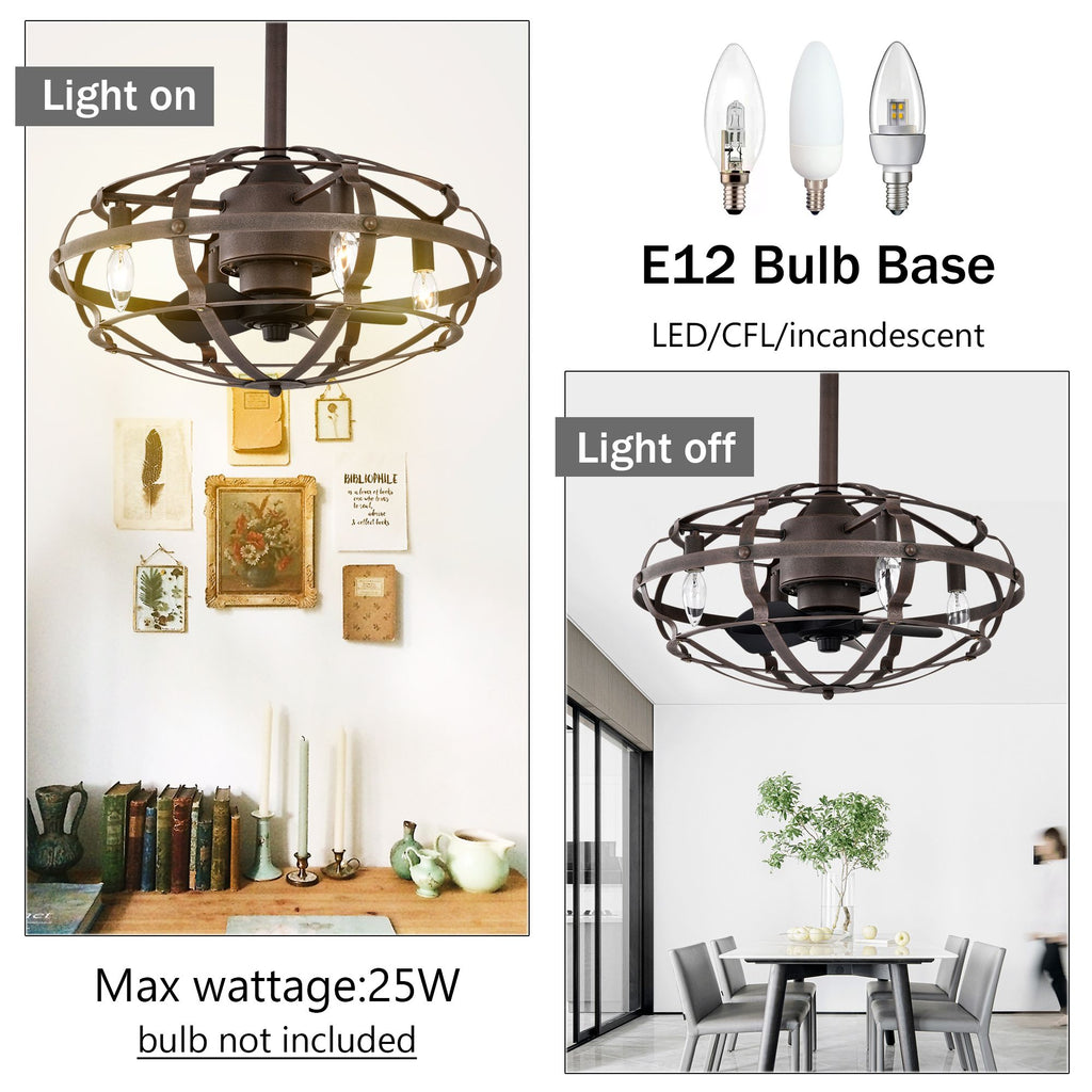Modern Enclosed Ceiling Fan with Remote and Light