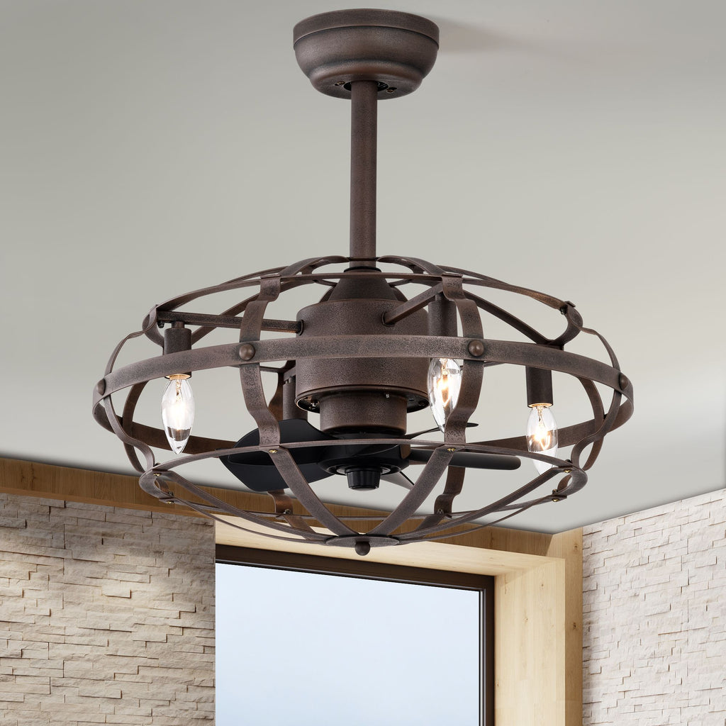 Modern Enclosed Ceiling Fan with Remote and Light