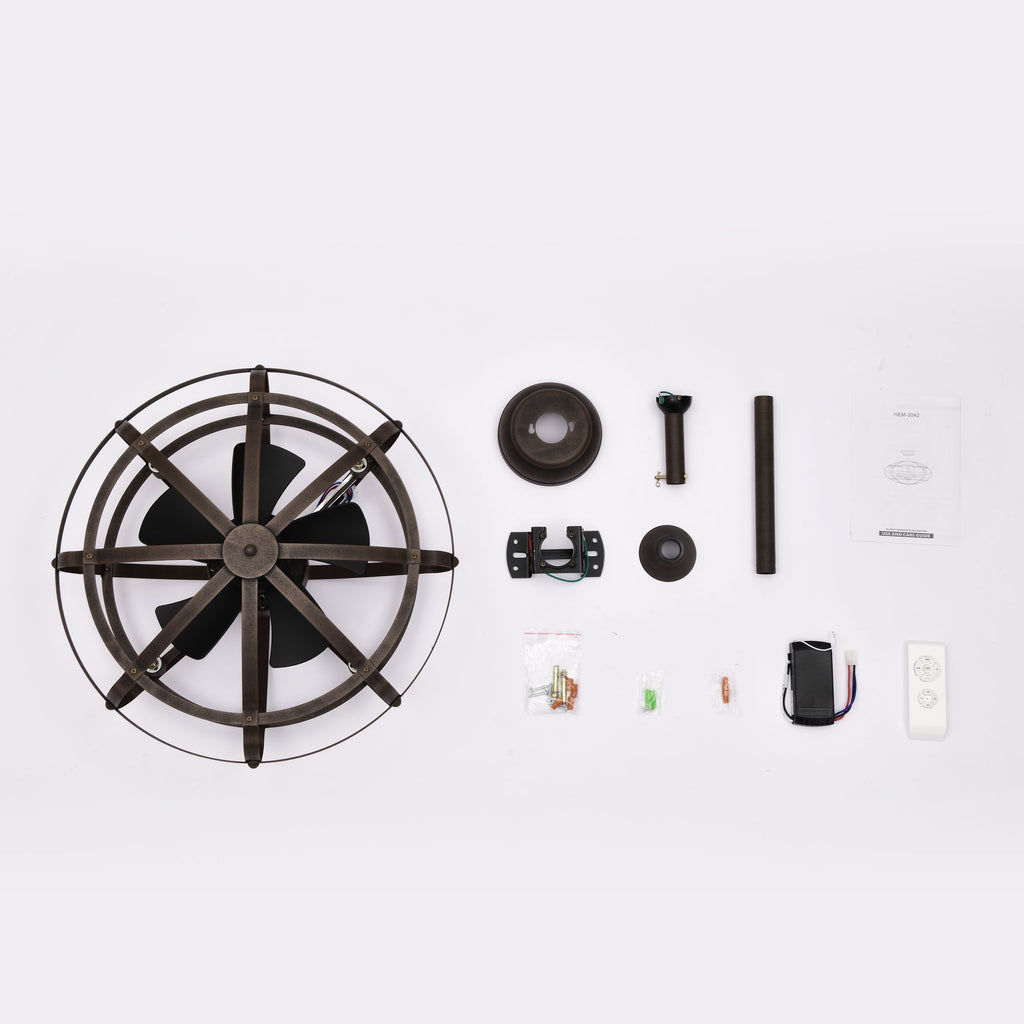 Modern Enclosed Ceiling Fan with Remote and Light