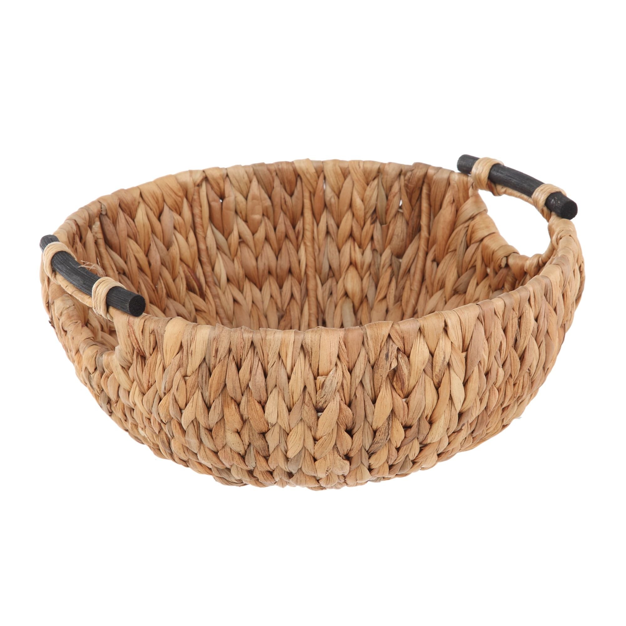 Natural Handwoven Decorative Bowl with Wooden Handles