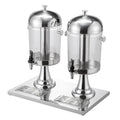 Dual 2.1 Gallon Beverage Dispenser for Parties – Stainless Steel & Plastic with Ice Chamber
