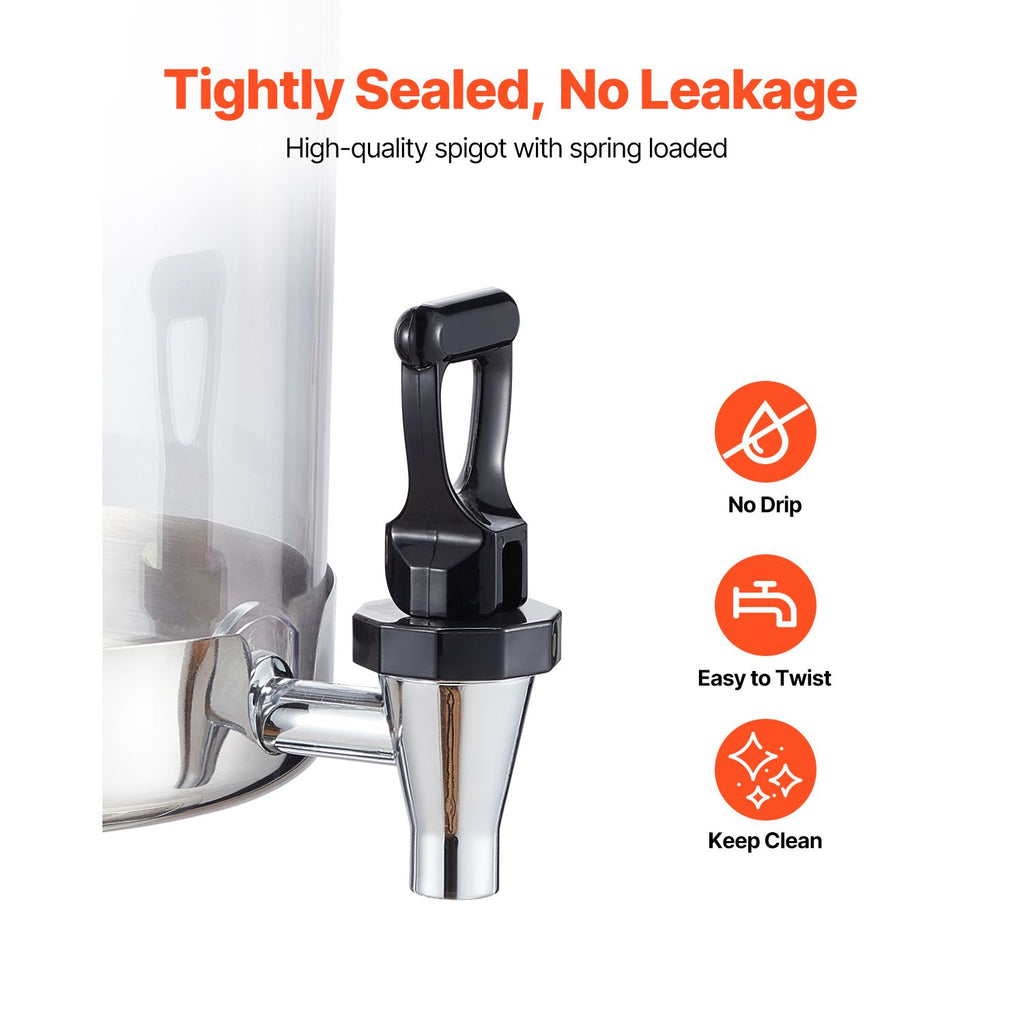 Dual 2.1 Gallon Beverage Dispenser for Parties – Stainless Steel & Plastic with Ice Chamber