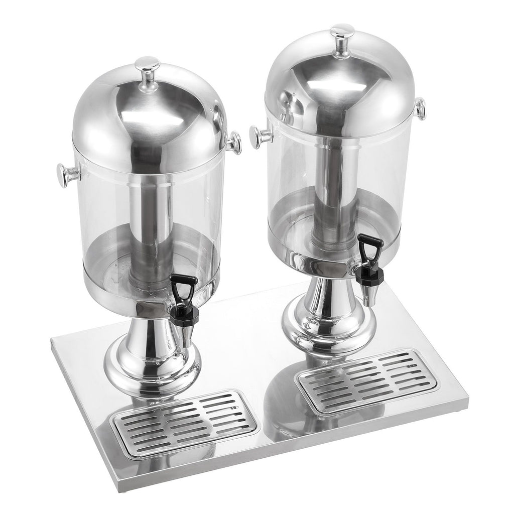 Dual 2.1 Gallon Beverage Dispenser for Parties – Stainless Steel & Plastic with Ice Chamber