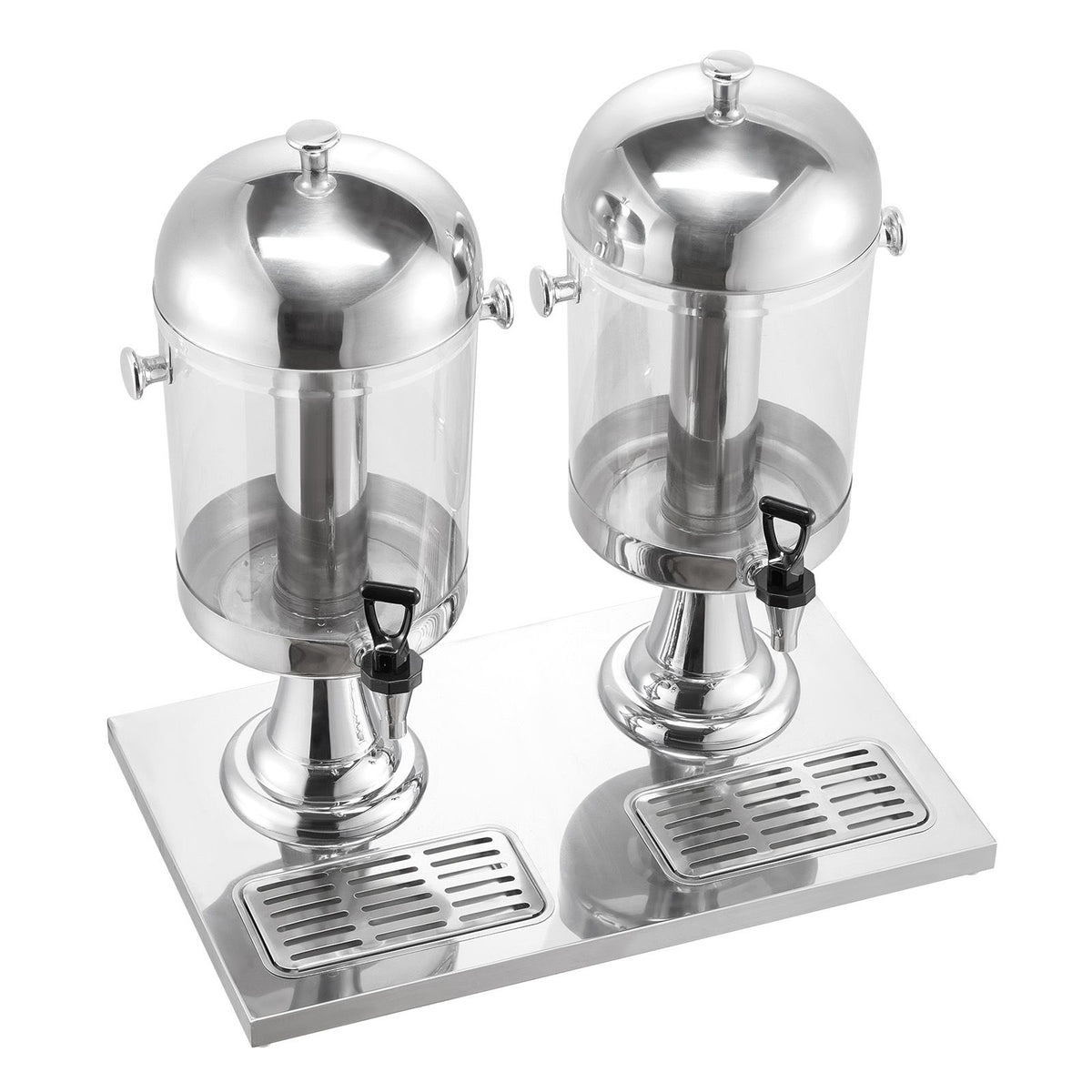 Dual 2.1 Gallon Beverage Dispenser for Parties – Stainless Steel & Plastic with Ice Chamber