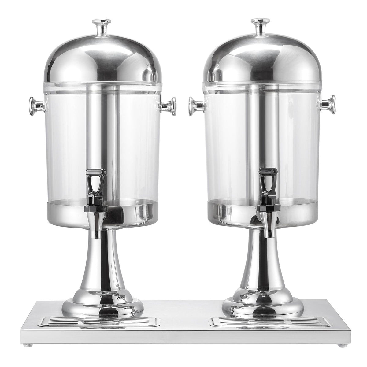 Dual 2.1 Gallon Beverage Dispenser for Parties – Stainless Steel & Plastic with Ice Chamber