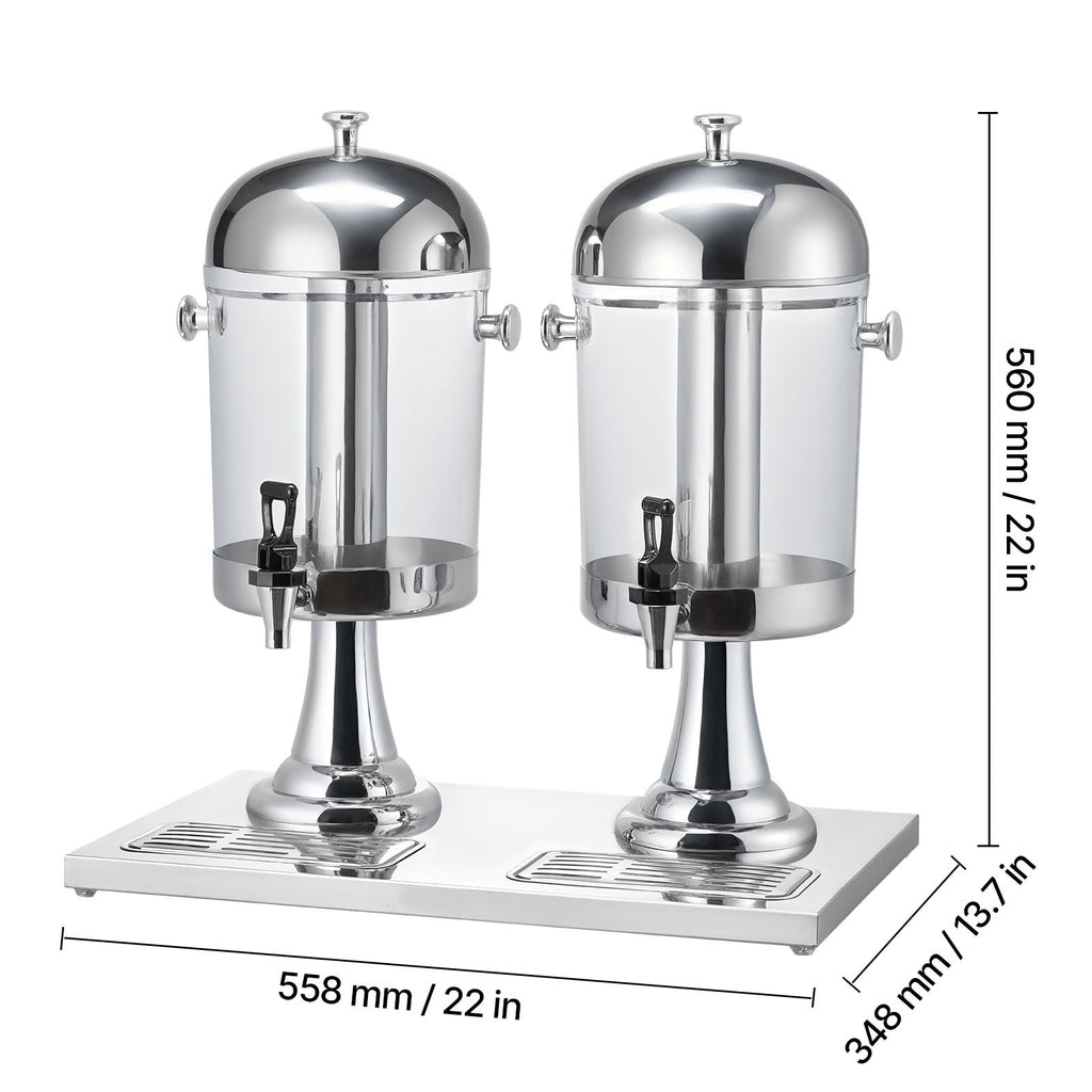 Dual 2.1 Gallon Beverage Dispenser for Parties – Stainless Steel & Plastic with Ice Chamber