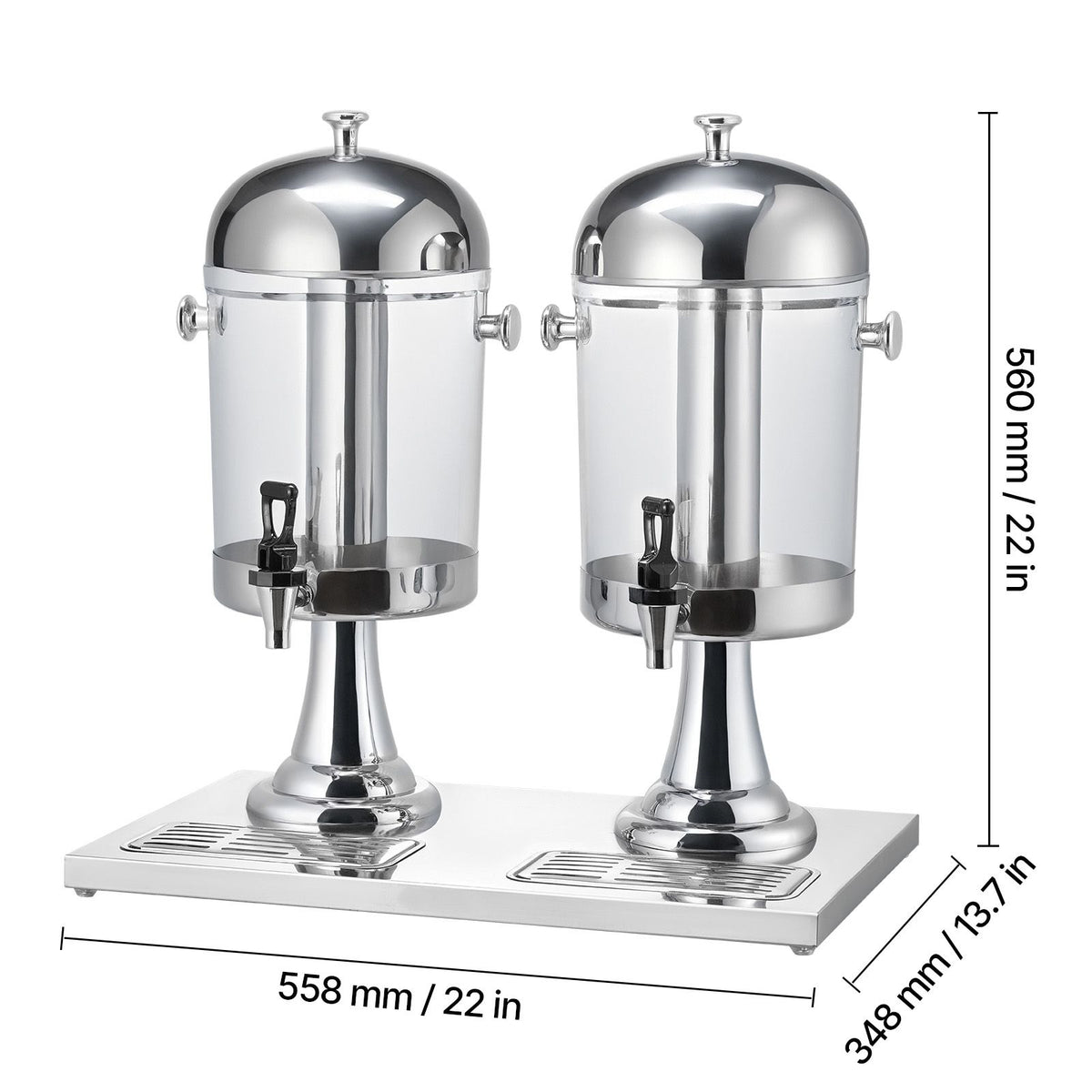 Dual 2.1 Gallon Beverage Dispenser for Parties – Stainless Steel & Plastic with Ice Chamber