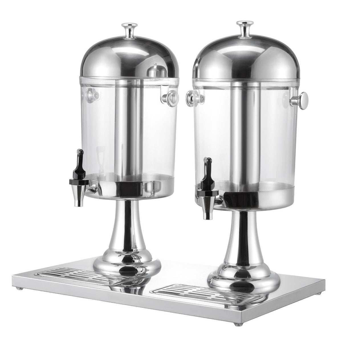 Dual 2.1 Gallon Beverage Dispenser for Parties – Stainless Steel & Plastic with Ice Chamber