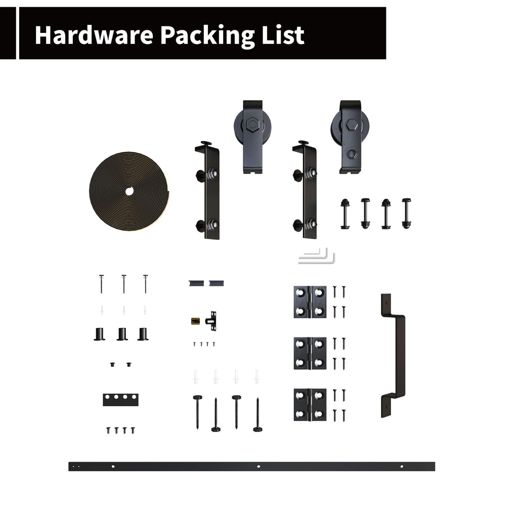 Bi-Fold Sliding Barn Door with Tempered Frosted Glass and Hardware Kit