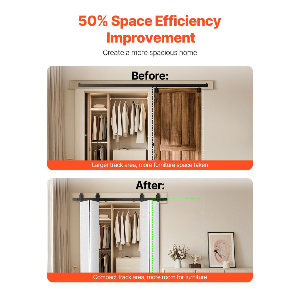 Bi-Folding Barn Door Track Hardware for Narrow Spaces