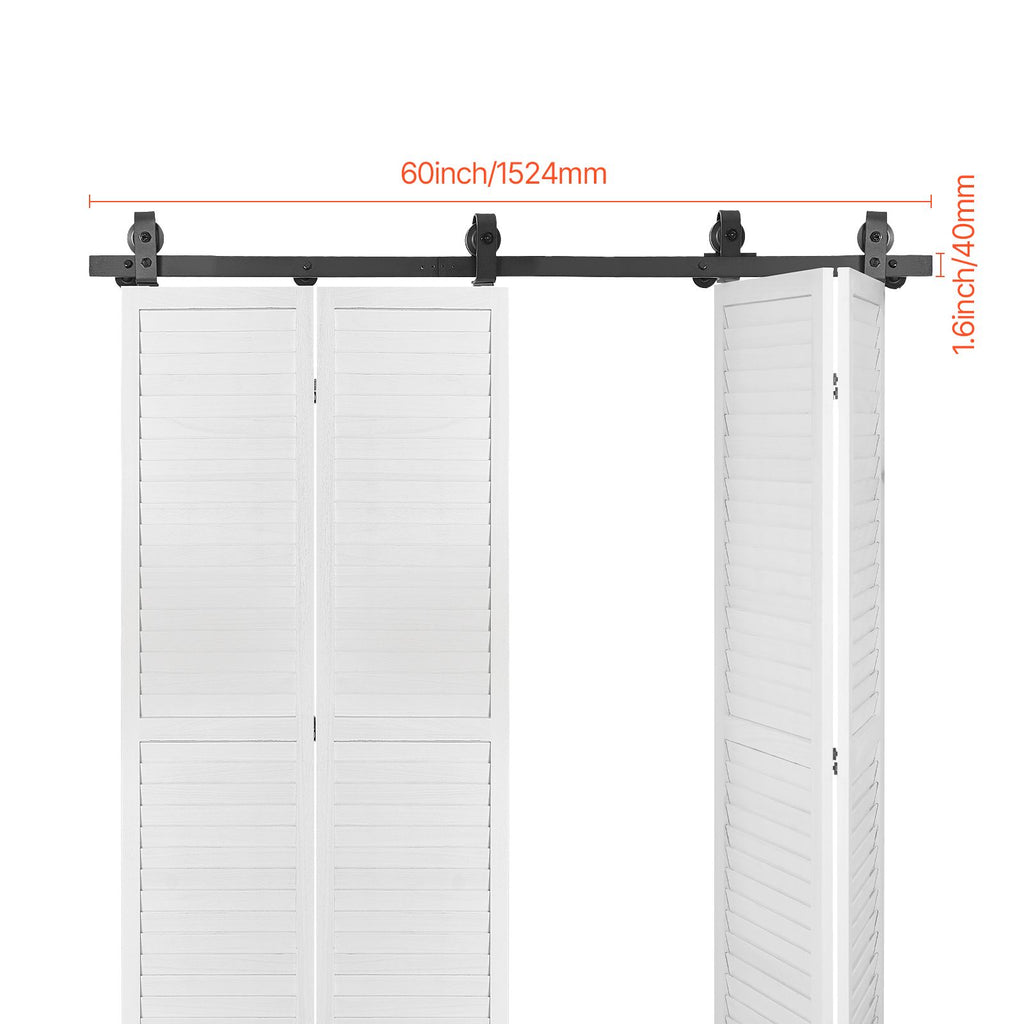 Bi-Folding Barn Door Track Hardware for Narrow Spaces