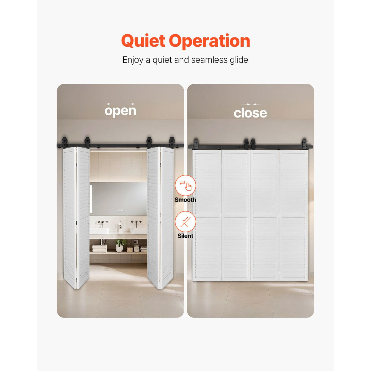 Bi-Folding Barn Door Track Hardware for Narrow Spaces