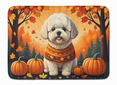 Bichon Frise Fall Cushioned Kitchen Mat