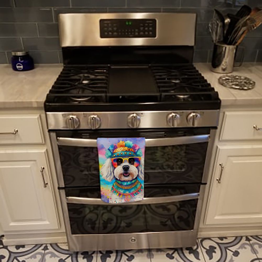 Bichon Frise Hippie Dawg Decorative Kitchen Towel