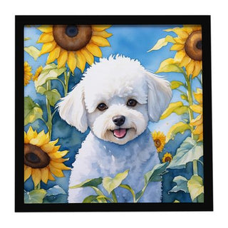 Bichon Frise in Sunflowers Framed Wall Art