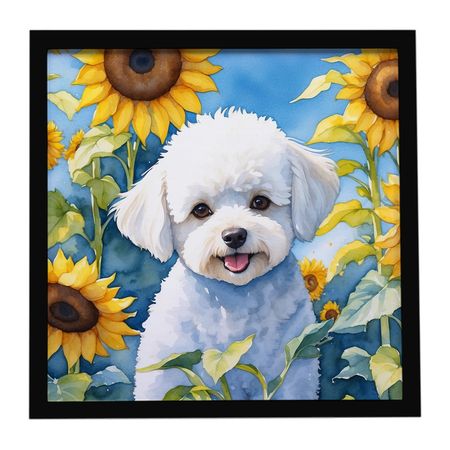 Bichon Frise in Sunflowers Framed Wall Art