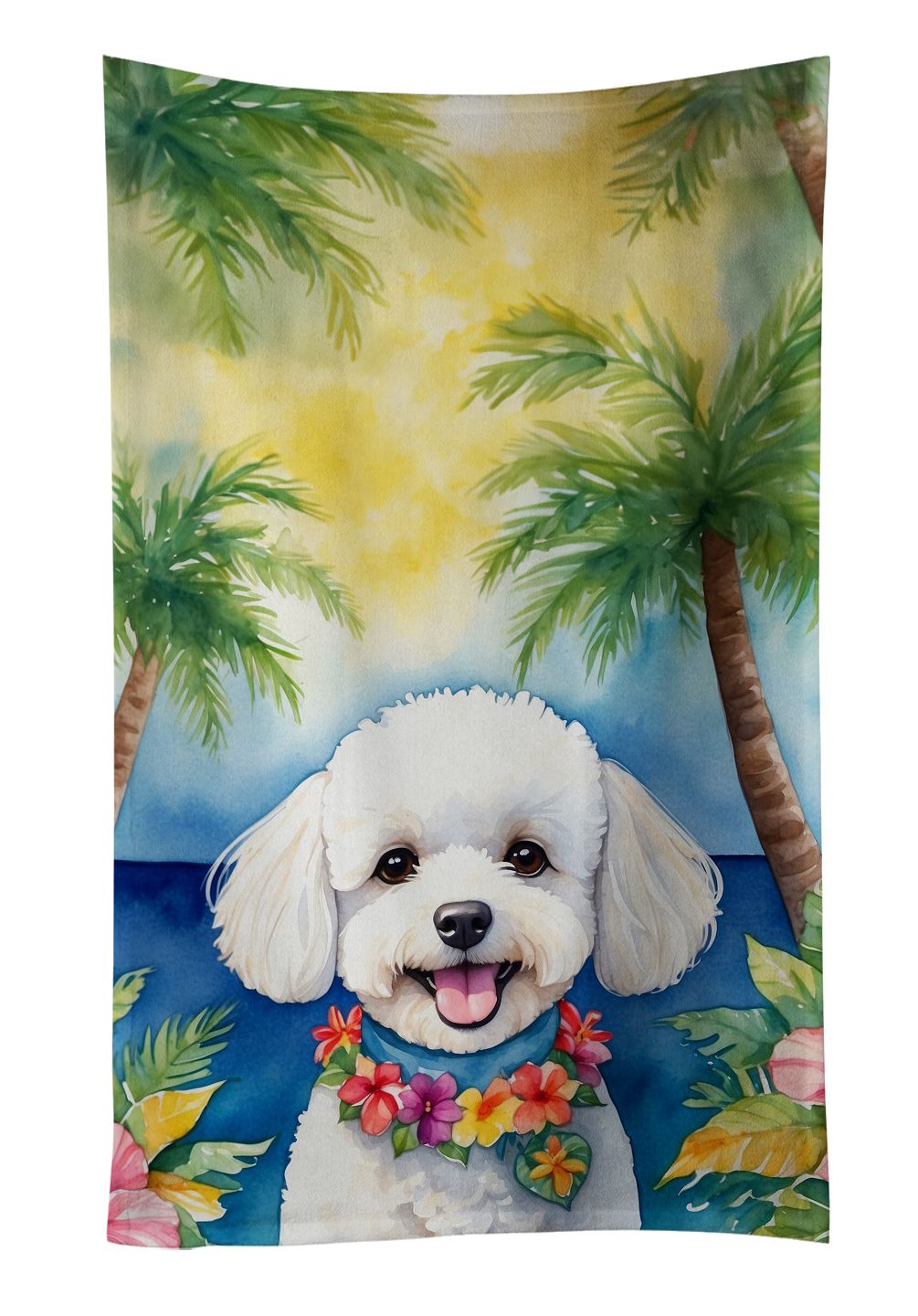 Bichon Frise Luau Decorative Kitchen Towel
