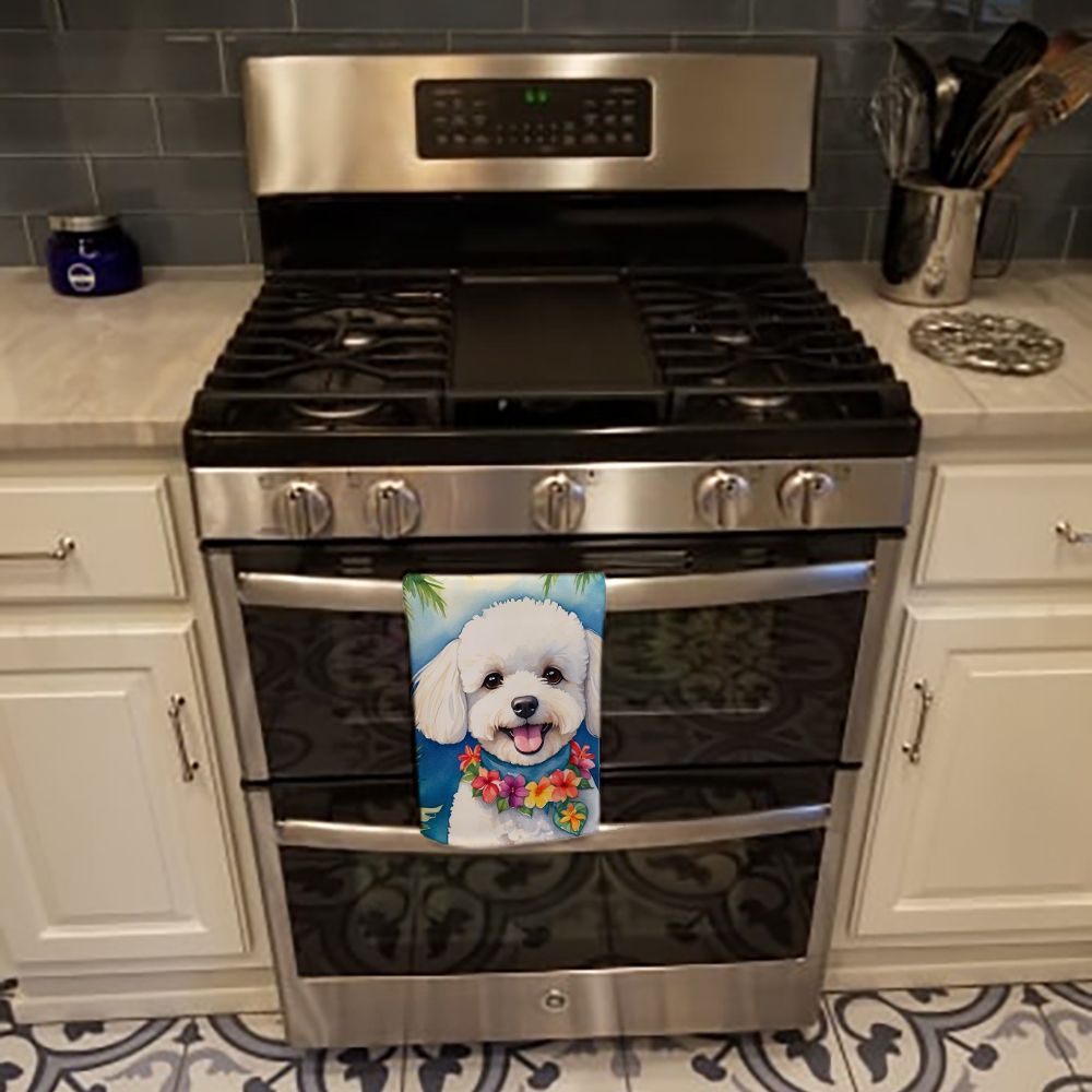 Bichon Frise Luau Decorative Kitchen Towel