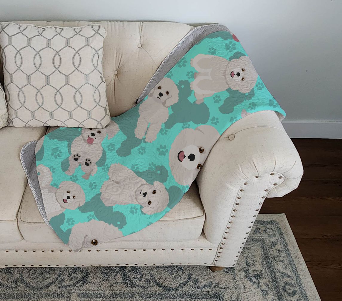 Bichon Frise Artwork Quilted Throw