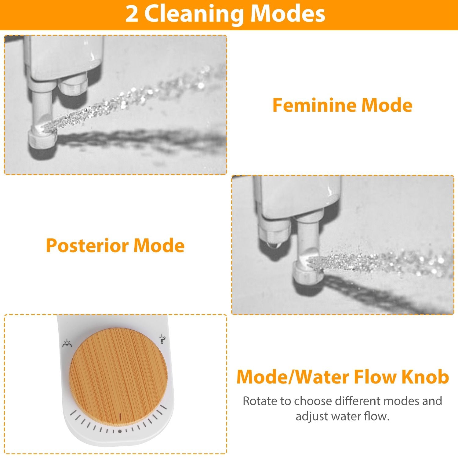Non-Electric Bidet Attachment with Dual Nozzles and Easy Installation