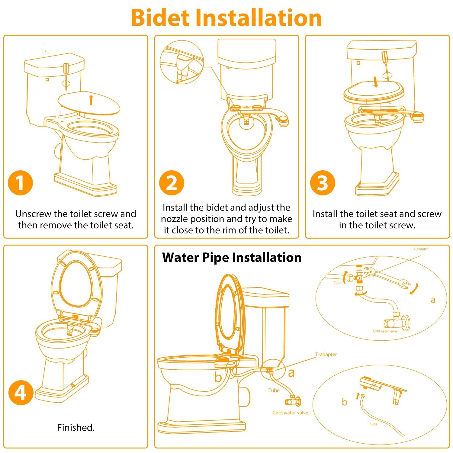 Non-Electric Bidet Attachment with Dual Nozzles and Easy Installation