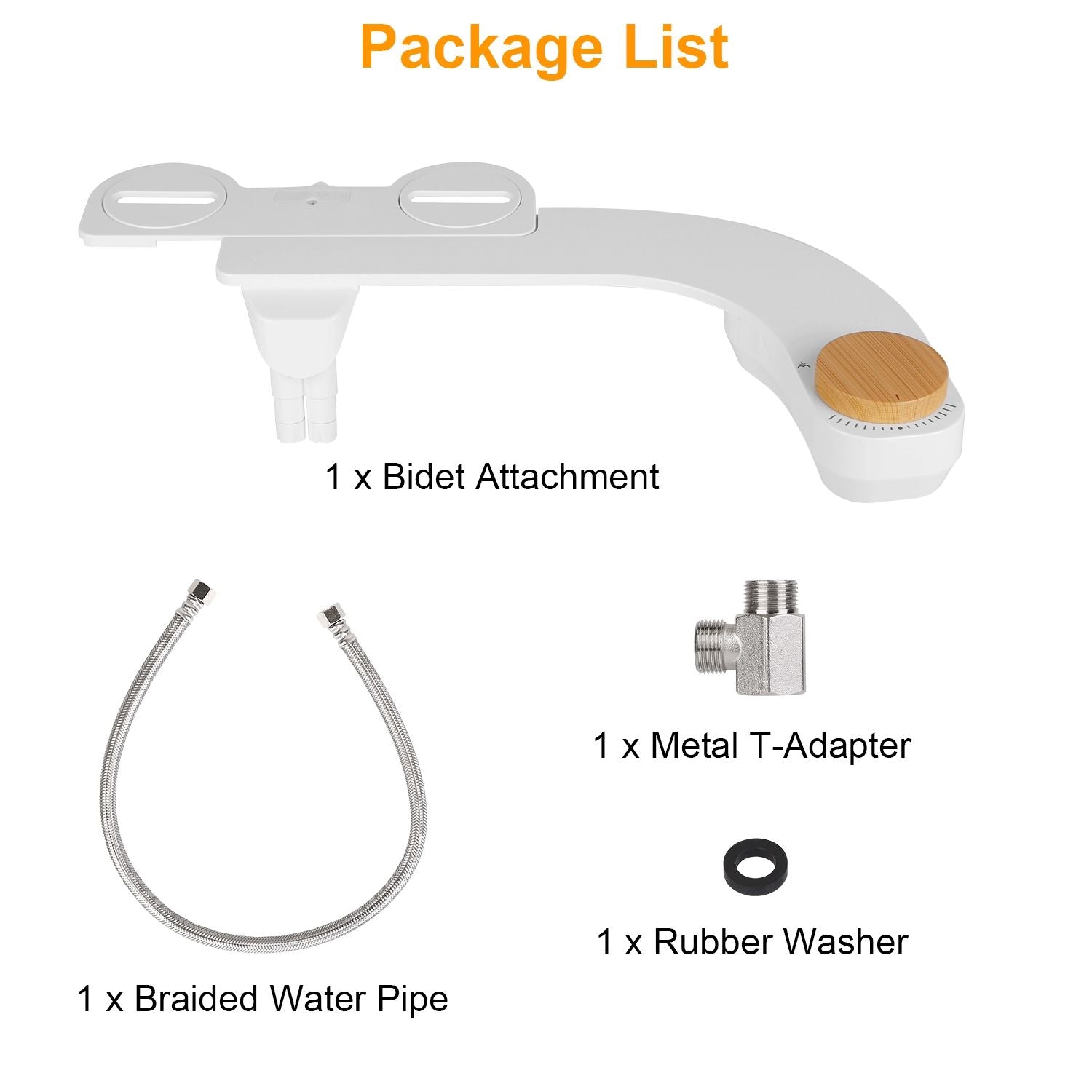 Non-Electric Bidet Attachment with Dual Nozzles and Easy Installation