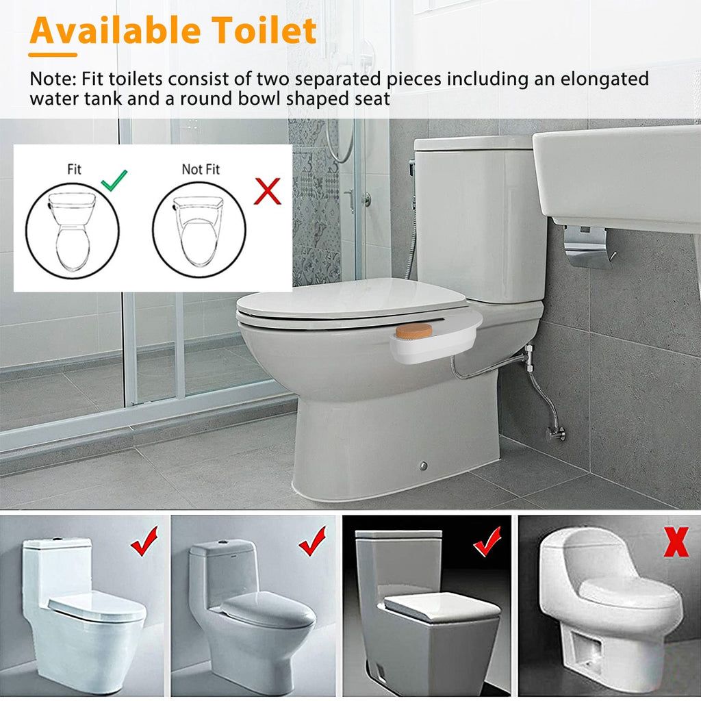 Non-Electric Bidet Attachment with Dual Nozzles and Easy Installation