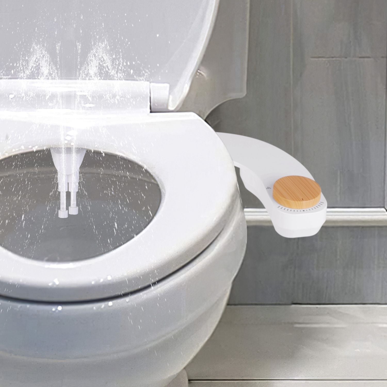 Non-Electric Bidet Attachment with Dual Nozzles and Easy Installation