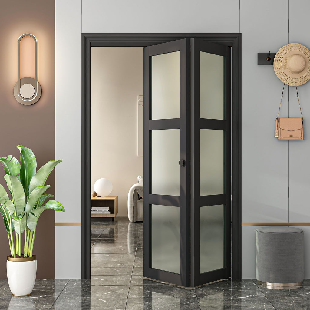 Modern Bifold Door with Frosted Panels