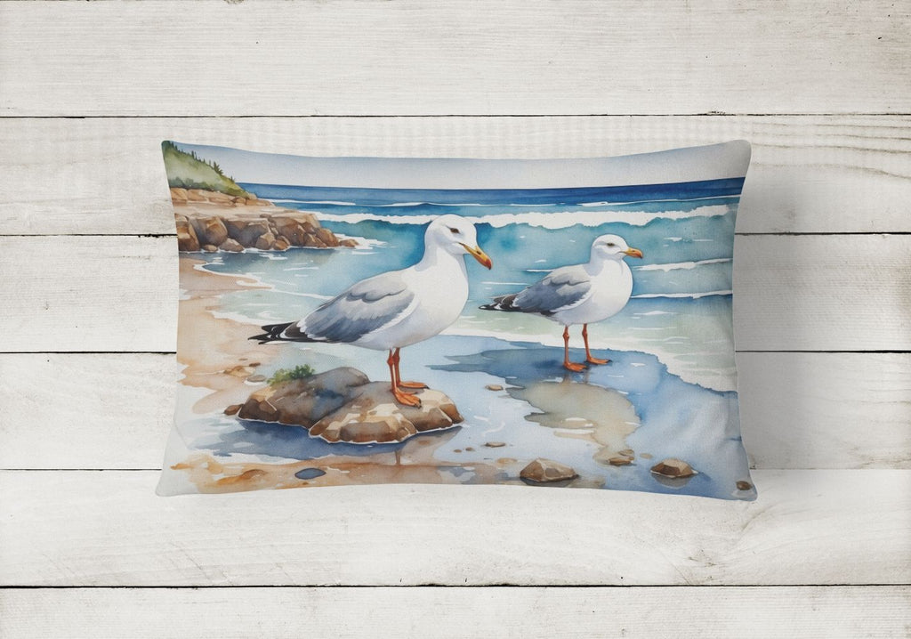 Gulls Scavenging Indoor and Outdoor Throw Pillow