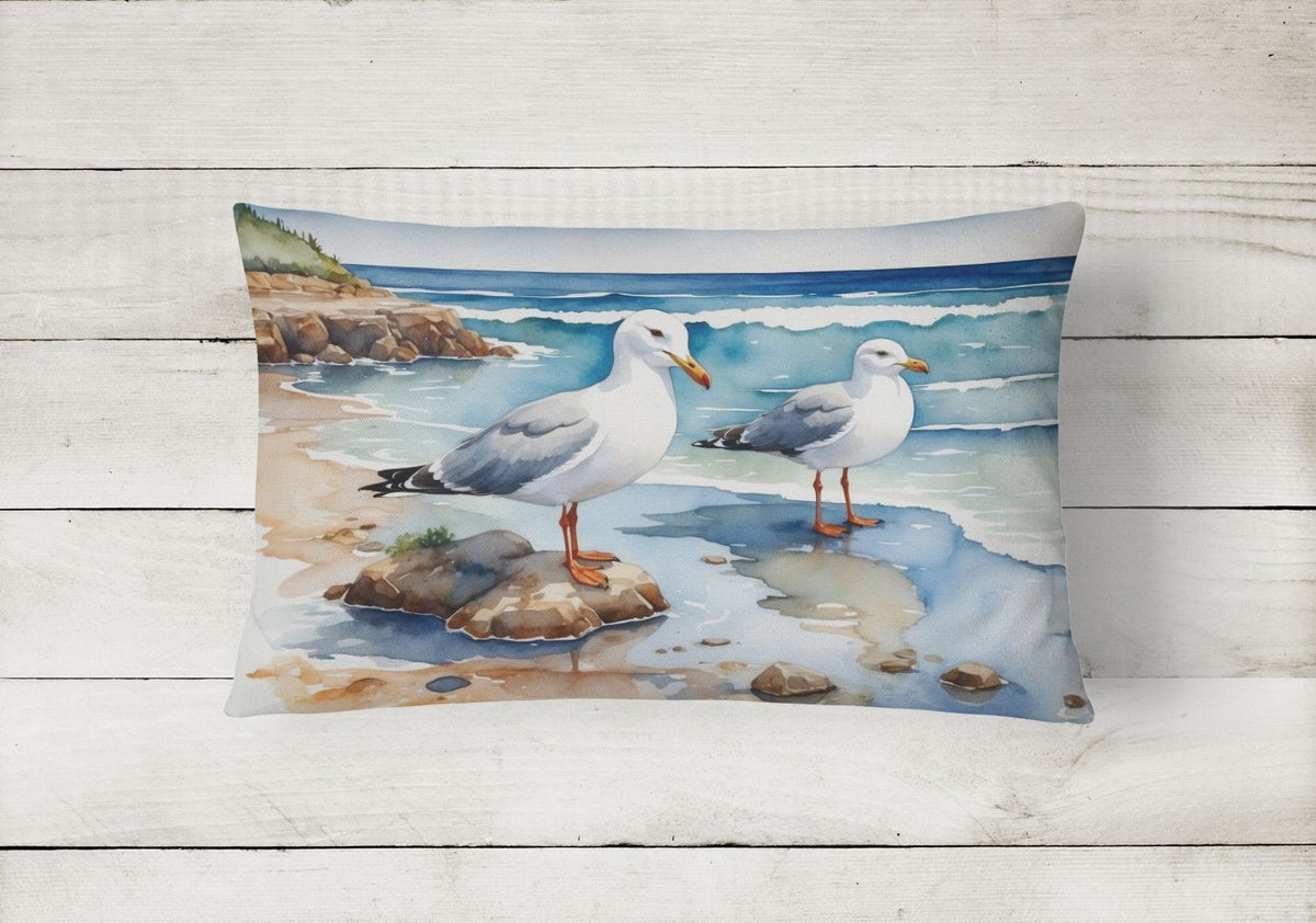 Gulls Scavenging Indoor and Outdoor Throw Pillow