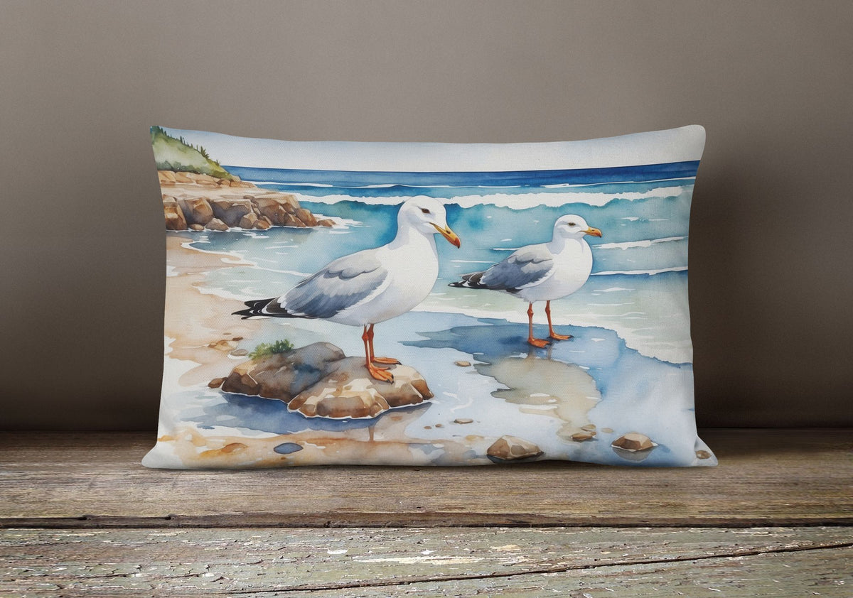 Gulls Scavenging Indoor and Outdoor Throw Pillow