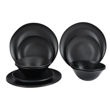 Modern Black Dinnerware Set for Everyday and Outdoor Meals