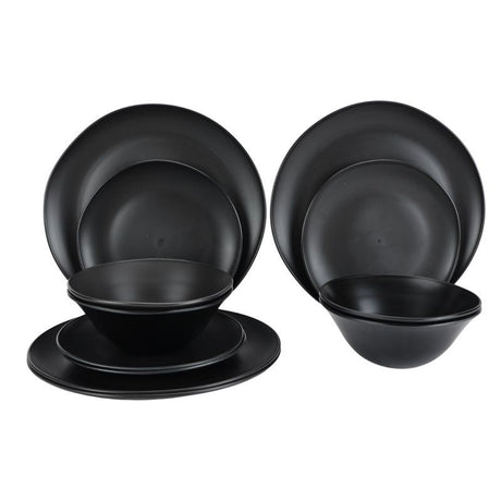 Modern Black Dinnerware Set for Everyday and Outdoor Meals