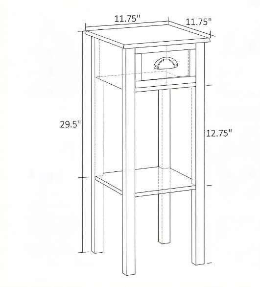 Black 2-Tier Side Table with Drawer And Shelf End Table for Living Room Hallway Organizer