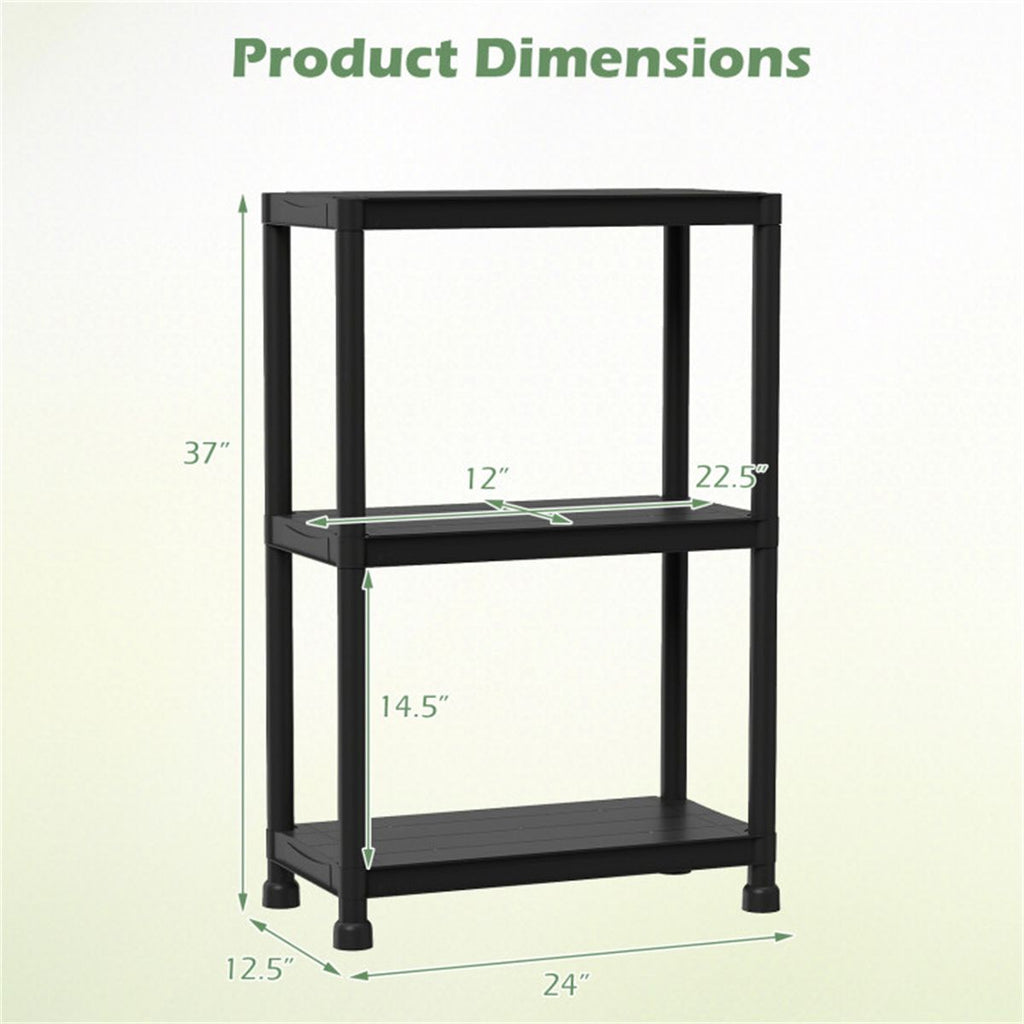 Black Three-Tier Modular Storage Shelf