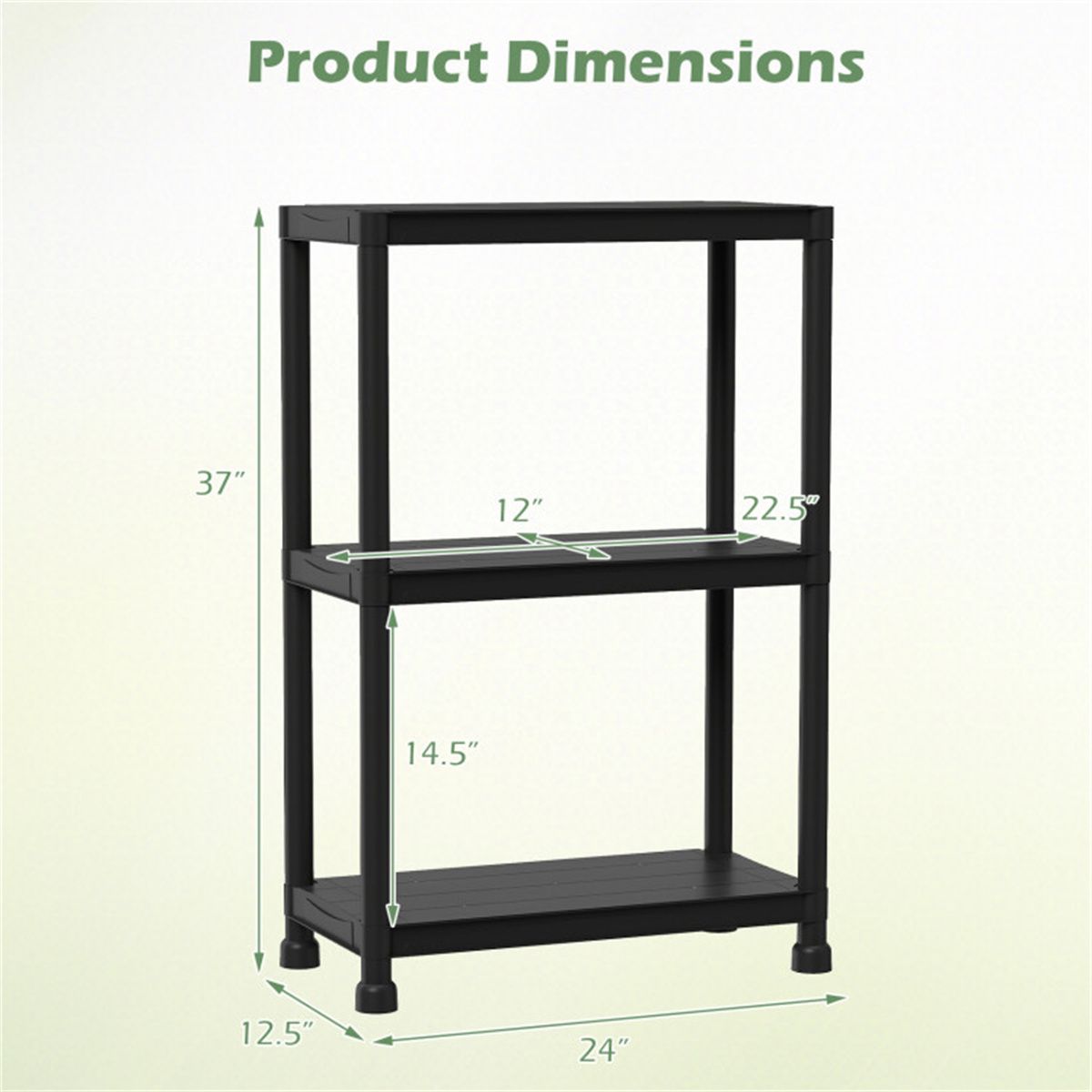 Black Three-Tier Modular Storage Shelf