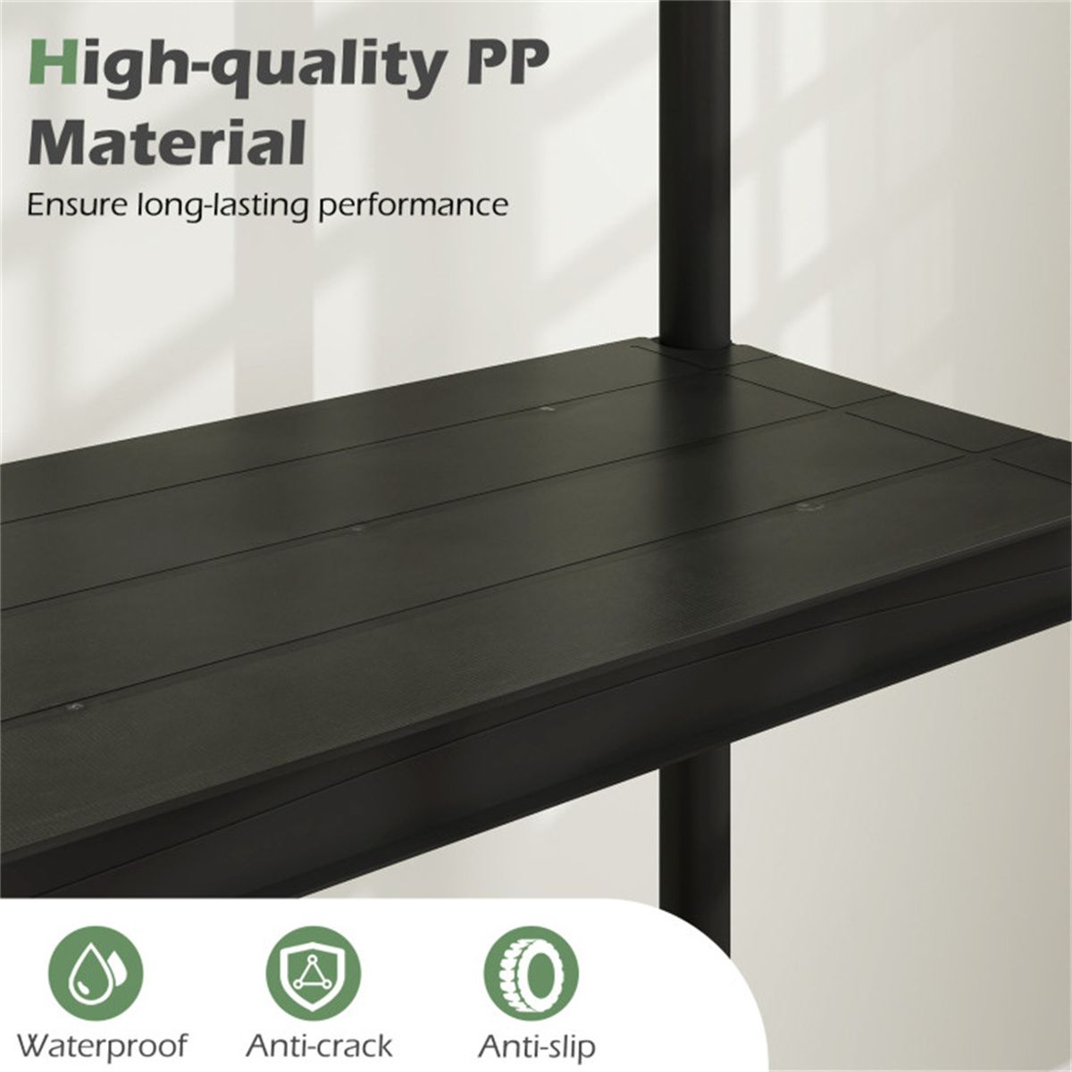 Black Three-Tier Modular Storage Shelf