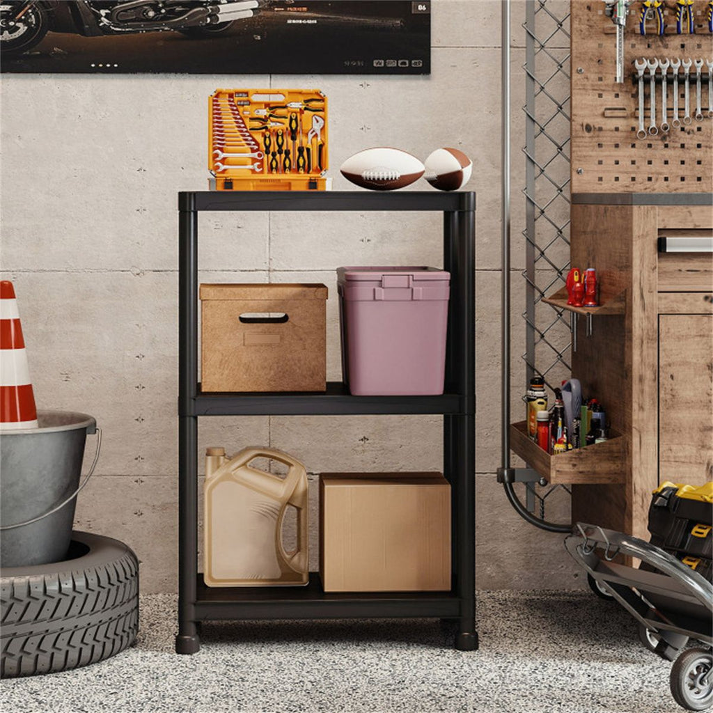 Black Three-Tier Modular Storage Shelf