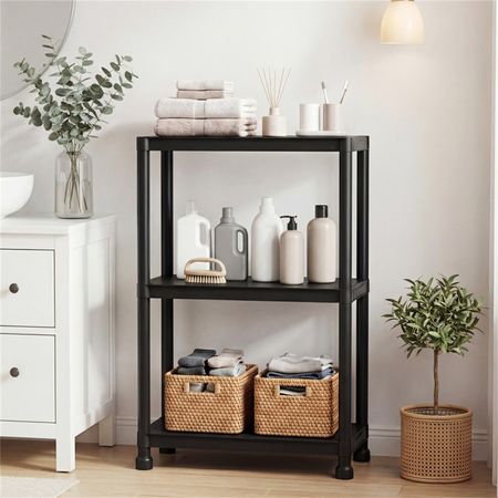 Black Three-Tier Modular Storage Shelf
