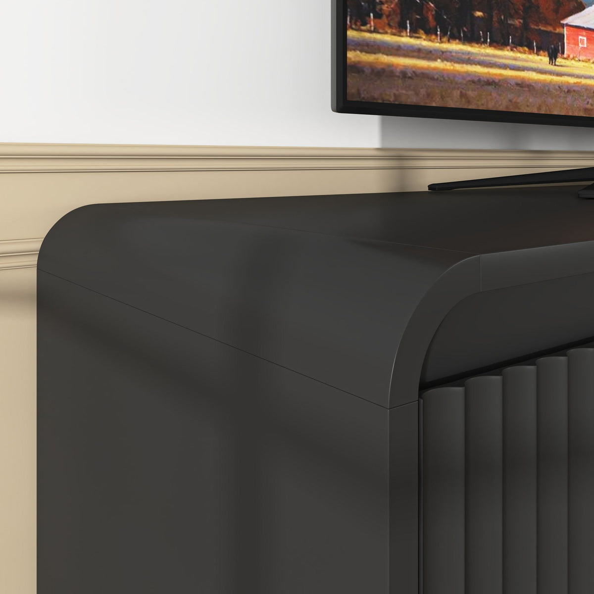 Fluted Four-Door Media Console with Built-In Power