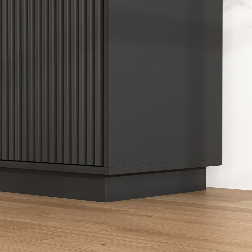 Fluted Four-Door Media Console with Built-In Power