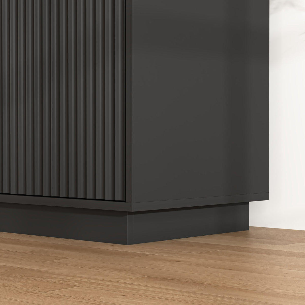 Fluted Four-Door Media Console with Built-In Power