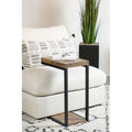 Industrial Snack Table with Dark Metal Base and Antique Nutmeg Top