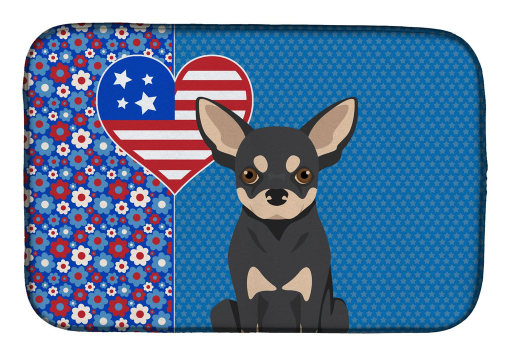 Black and Cream Chihuahua USA Dish-Drying Mat
